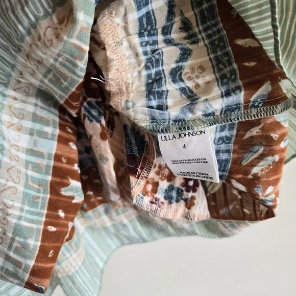 Ulla Johnson Etta Floral Ruffle Sleeve Midi Dress Boho Swing Prairie Dress - Picture 12 of 13